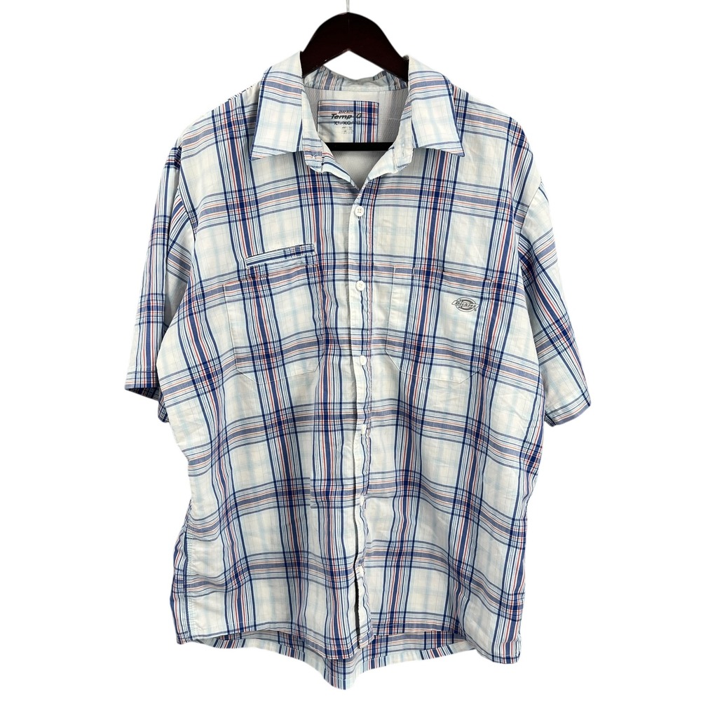 Dickies Temp-iQ Outdoor‎ Shirt Blue Plaid Ventilated Fishing XL